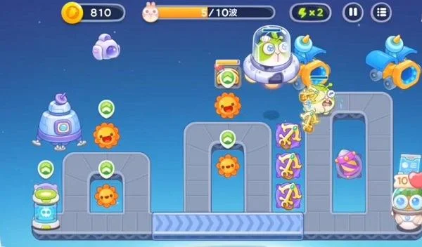 保卫萝卜4太空穿越第52关无道具金萝卜全清攻略 保卫萝卜4太空穿越第52关无道具金萝卜全清攻略