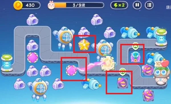 保卫萝卜4太空穿越第42关无道具金萝卜全清攻略 保卫萝卜4太空穿越第42关无道具金萝卜全清攻略