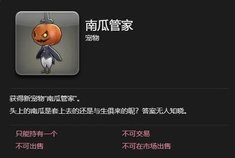 最终幻想14水晶世界南瓜管家宠物获得方法