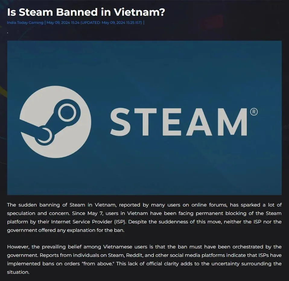 突发!越南全面封锁Steam! 突发!越南全面封锁Steam!