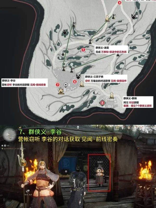 群侠义李谷:前线密奏前置与偷听对话的图示场景
