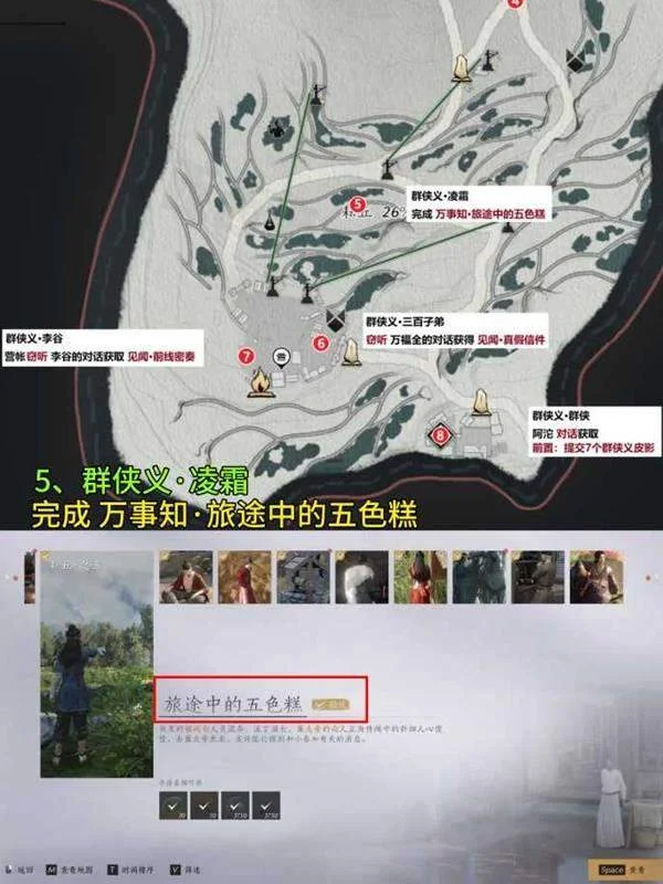 群侠义凌霜:万事知·旅途中的五色糕完成后的获取参照