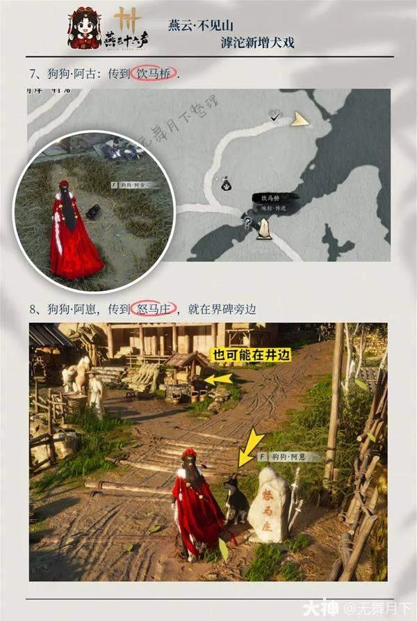 滹沱犬戏 7 至 8 号点位的地图与村内场景参照