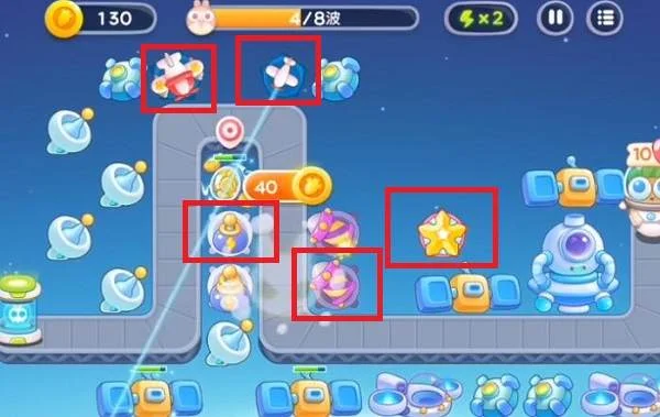 保卫萝卜4太空穿越第59关无道具金萝卜全清攻略 保卫萝卜4太空穿越第59关无道具金萝卜全清攻略