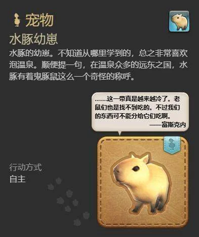 最终幻想14水晶世界水豚幼崽获得方法